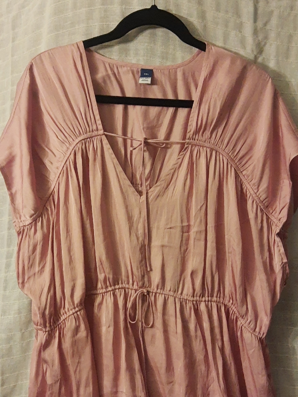 Old Navy Blush Pink Peasant Tie-Front Tunic